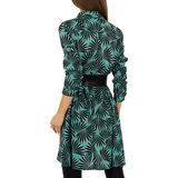 Trendy zwart-groene longblouse met gordel._