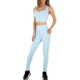 Blauwe 2 delige sportieve yoga outfit._