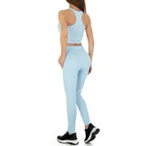 Blauwe 2 delige sportieve yoga outfit._