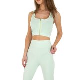 Pastel groene 2 delige sportieve yoga outfit._