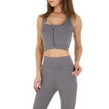 Grijze 2 delige sportieve yoga outfit._