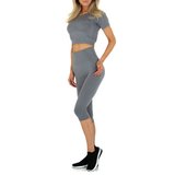 Grijze 2 delige fitness-yoga outfit._