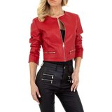 Stylishe korte rode leatherlook jacket._