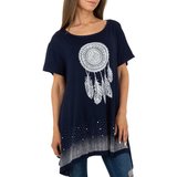 Donker blauwe oversized blouse met dreamcatcher en strass._