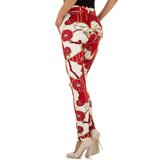 Legging chino blanc-rouge à motif._