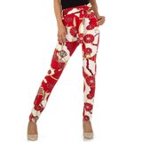 Legging chino blanc-rouge à motif._