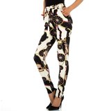 Zwart-witte chino legging met motief._