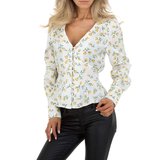 Wit blouse hemd met geel floral motief_