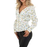 Wit blouse hemd met geel floral motief_