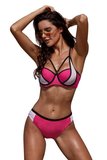 Trendy twee kleurige bikini.Fuchsia-wit._