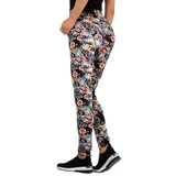 Trendy zwarte legging met lila-mix bloemmotief._