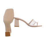 Beige mule met blokhak Linda._