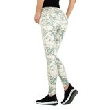 Fashion wit-groene mix broek._