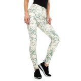 Fashion wit-groene mix broek._