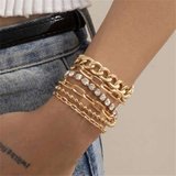 Trendy 6 delige gouden-zilveren armbanden-set_