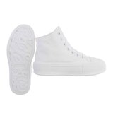 Witte hoge textiel sneaker Mariana._