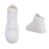 Witte hoge textiel sneaker Mariana._