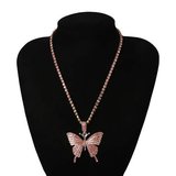 Trendy halsketting met vlinder. 3 kleuren._