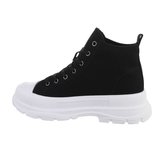 Hoge zwarte textiel sneaker Savana._