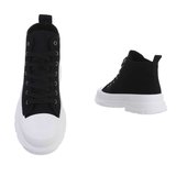 Hoge zwarte textiel sneaker Savana._