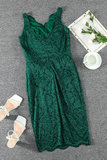 Elegante kanten groene midi jurk._