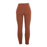 Bruine stretch broek met deco._