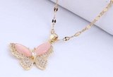 Collier or-rose inoxydable, motif papillon._