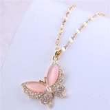 Collier or-rose inoxydable, motif papillon._