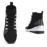 Trendy hoge zwarte sock sneaker Dedi_