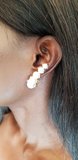  Gouden oorbellen met parels met langwerpig design._