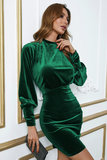 Trendy groene velvet mini jurk._