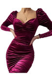 Elegante wine kleurige velvet dress.SOLD OUT_