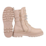 Trendy beige mixed sockboot Odalis._