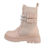 Trendy beige mixed sockboot Odalis._