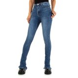 Trendy blauwe bootcut jeans._