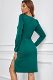 Trendy groene midi jurk met v-neck._