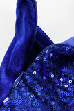 Blauwe elegante mixed midi jurk._