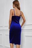 Blauwe elegante mixed midi jurk._