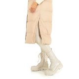 Trendy 3/4 beige gewatteerde winterjas._