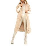 Trendy 3/4 beige gewatteerde winterjas._