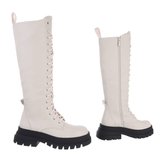 Beige hoge veterboot Simona._