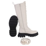 Beige hoge veterboot Simona._