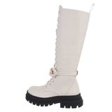 Beige hoge veterboot Simona._