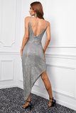 Elegante zilveren bodycon jurk in sequins._