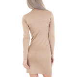 Beige bodycon jurk met veters._