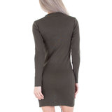 Kaki bodycon jurk met veters._