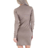 Taupe bodycon jurk met veters._