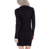 Zwarte bodycon jurk met veters._