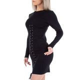 Zwarte bodycon jurk met veters._