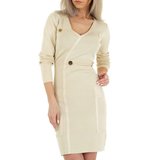 Beige bodycon jurk met accenten._